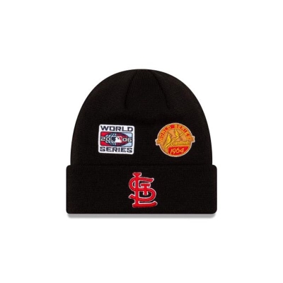 Red St. Louis Cardinals Hat - New Era MLB World Series Patch Cuff Knit Beanie USA3586927